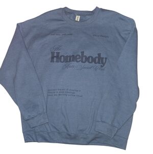 Homebody Anti-Social Club Cozy Crewneck Sweatshirt Blue